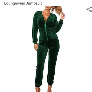Emerald green velvet jumpsuit